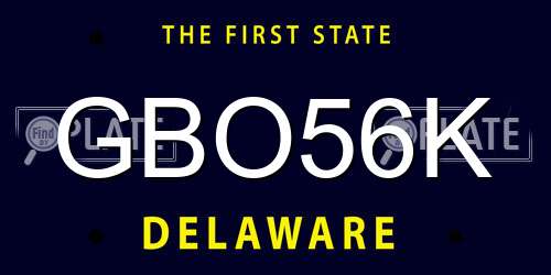 GBO56K Delaware License Plate