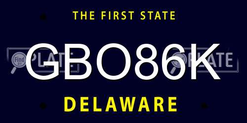 GBO86K Delaware License Plate