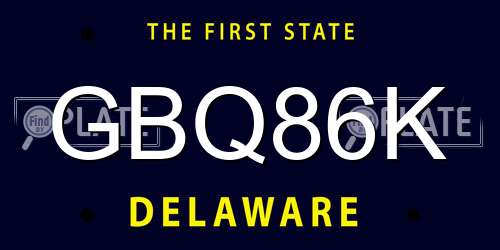GBQ86K Delaware License Plate