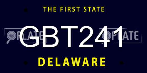 GBT241 Delaware License Plate