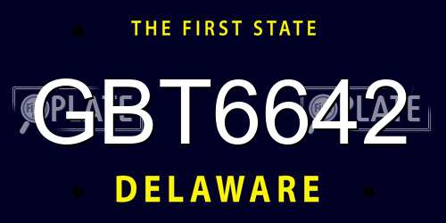 GBT6642 Delaware License Plate