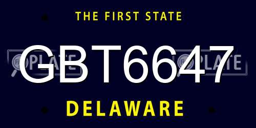 GBT6647 Delaware License Plate