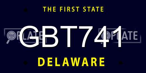 GBT741 Delaware License Plate