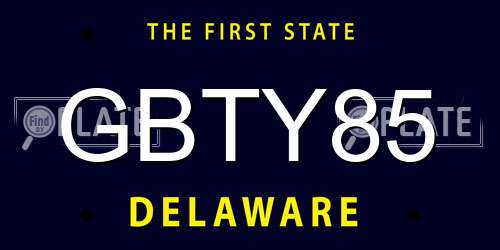 GBTY85 Delaware License Plate