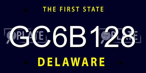 GC6B128 Delaware License Plate