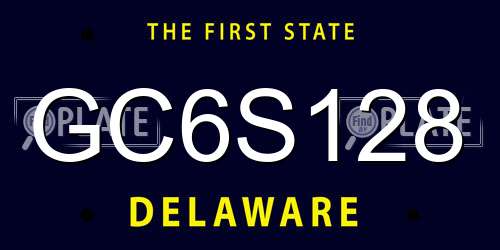 GC6S128 Delaware License Plate