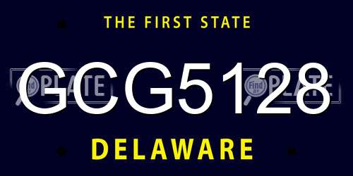 GCG5128 Delaware License Plate