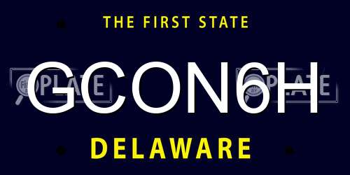 GCON6H Delaware License Plate