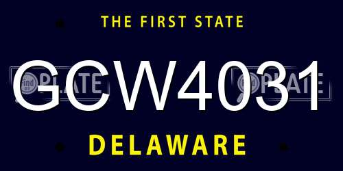 GCW4031 Delaware License Plate
