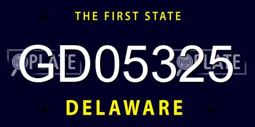 GD05325 Delaware License Plate