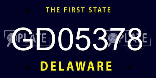 GD05378 Delaware License Plate