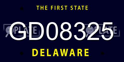 GD08325 Delaware License Plate