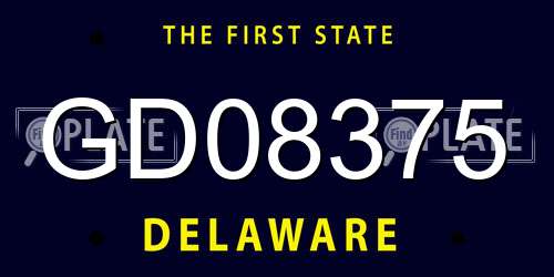 GD08375 Delaware License Plate