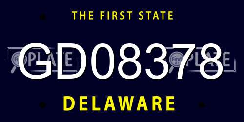 GD08378 Delaware License Plate