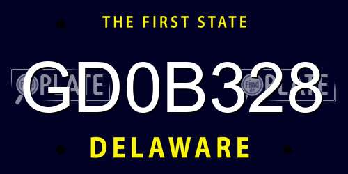 GD0B328 Delaware License Plate