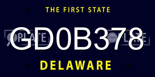 GD0B378 Delaware License Plate