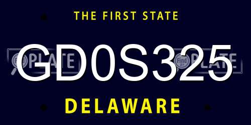 GD0S325 Delaware License Plate