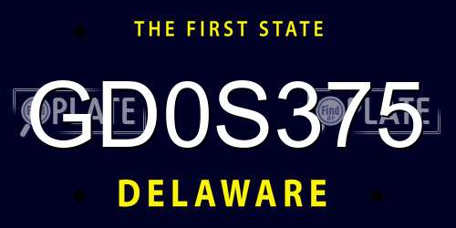 GD0S375 Delaware License Plate
