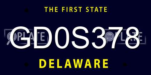 GD0S378 Delaware License Plate