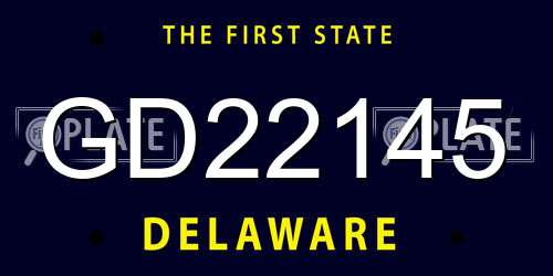 GD22145 Delaware License Plate
