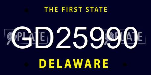 GD25990 Delaware License Plate