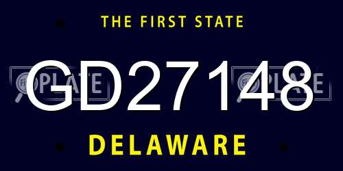 GD27148 Delaware License Plate