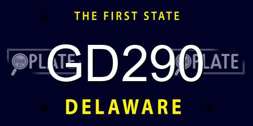 GD290 Delaware License Plate