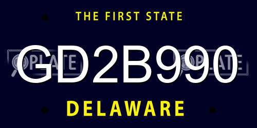 GD2B990 Delaware License Plate