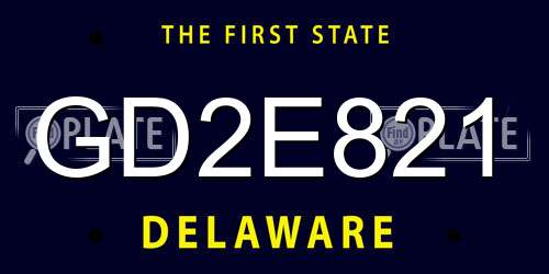 GD2E821 Delaware License Plate