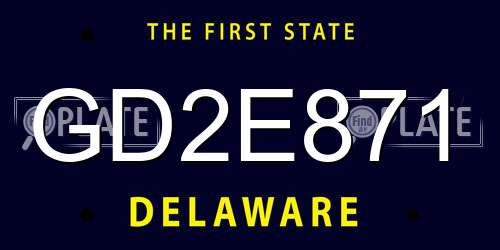 GD2E871 Delaware License Plate