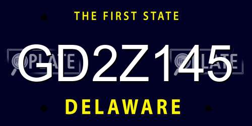 GD2Z145 Delaware License Plate