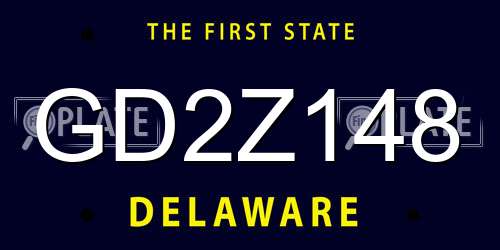 GD2Z148 Delaware License Plate