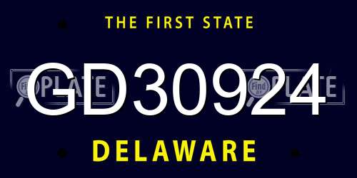 GD30924 Delaware License Plate
