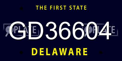 GD36604 Delaware License Plate
