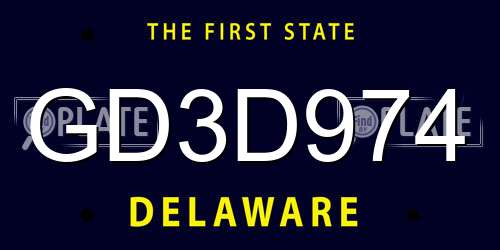 GD3D974 Delaware License Plate