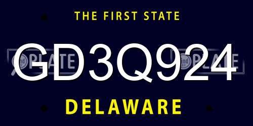 GD3Q924 Delaware License Plate