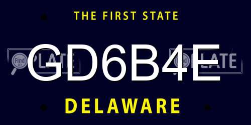 GD6B4E Delaware License Plate