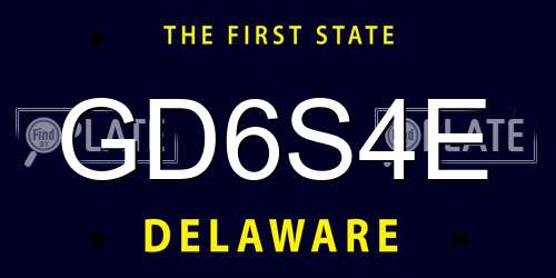 GD6S4E Delaware License Plate