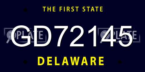 GD72145 Delaware License Plate
