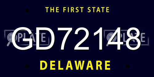 GD72148 Delaware License Plate