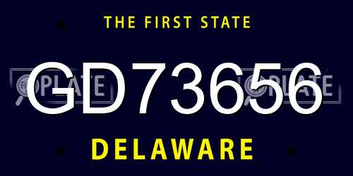 GD73656 Delaware License Plate