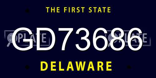 GD73686 Delaware License Plate