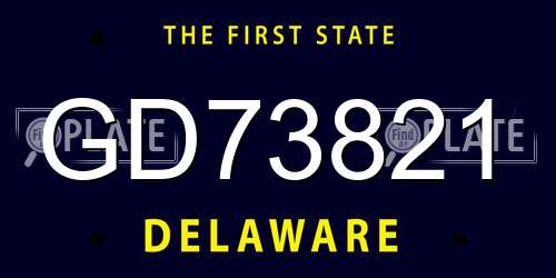 GD73821 Delaware License Plate