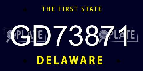 GD73871 Delaware License Plate
