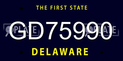 GD75990 Delaware License Plate