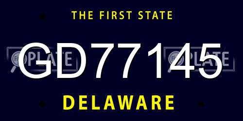 GD77145 Delaware License Plate