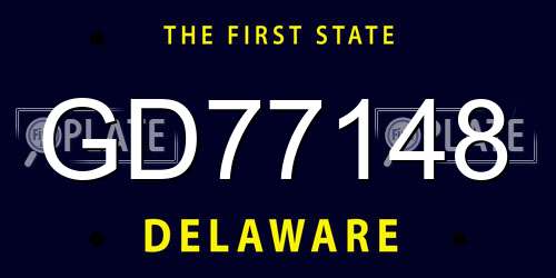 GD77148 Delaware License Plate