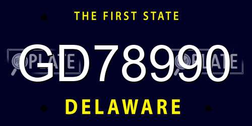 GD78990 Delaware License Plate