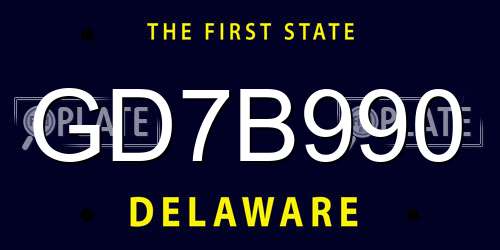 GD7B990 Delaware License Plate