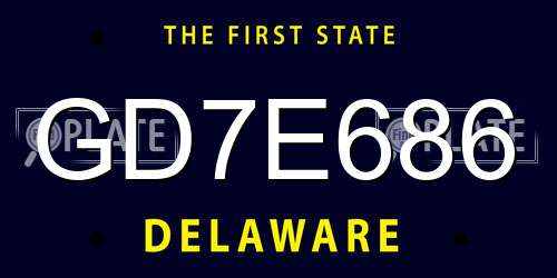 GD7E686 Delaware License Plate